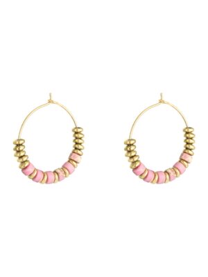 Oorbel Beaded Hoops Roze