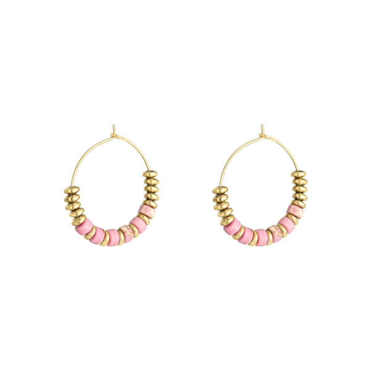 Oorbel Beaded Hoops Roze