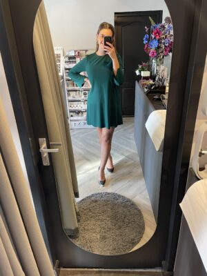 Rinascimento - A-line Crêpe Dress with Scalloped Hems