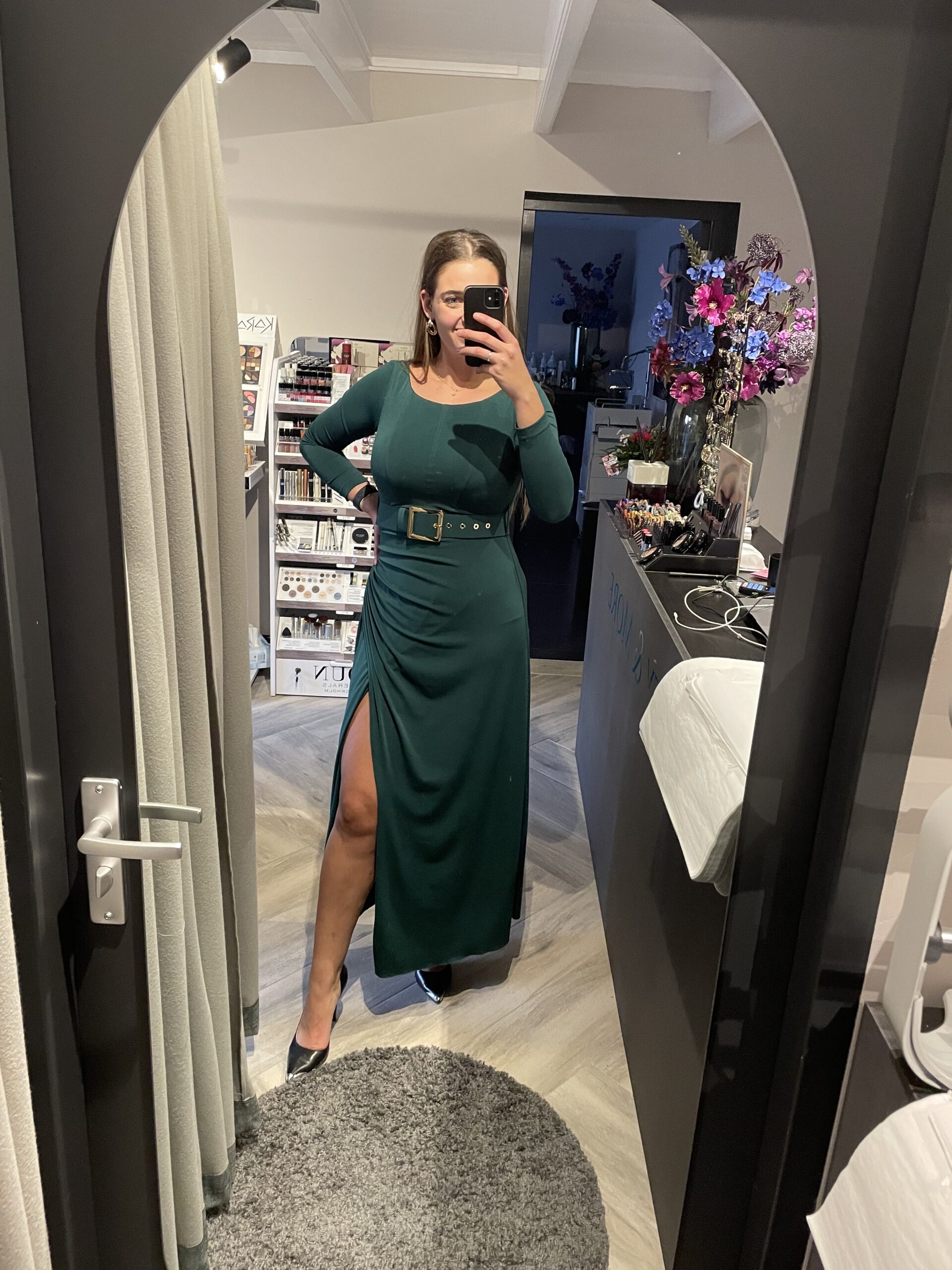 Rinascimento - Long Dress in Scuba Crêpe with Slit - Afbeelding 2