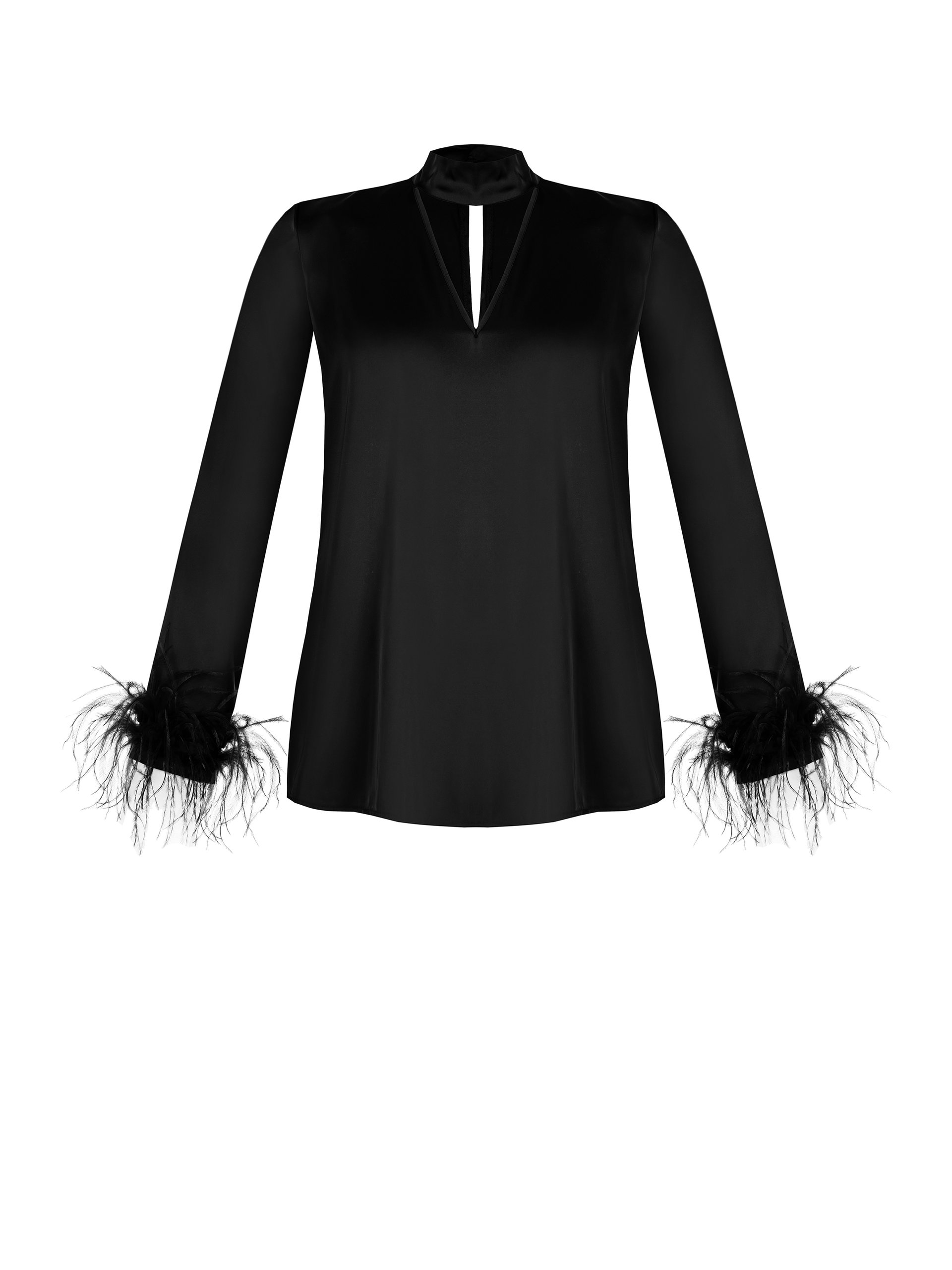 Rinascimento - Satin Blouse with Feathers