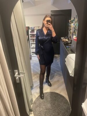 Rinascimento - Wrap Dress Satin Blue