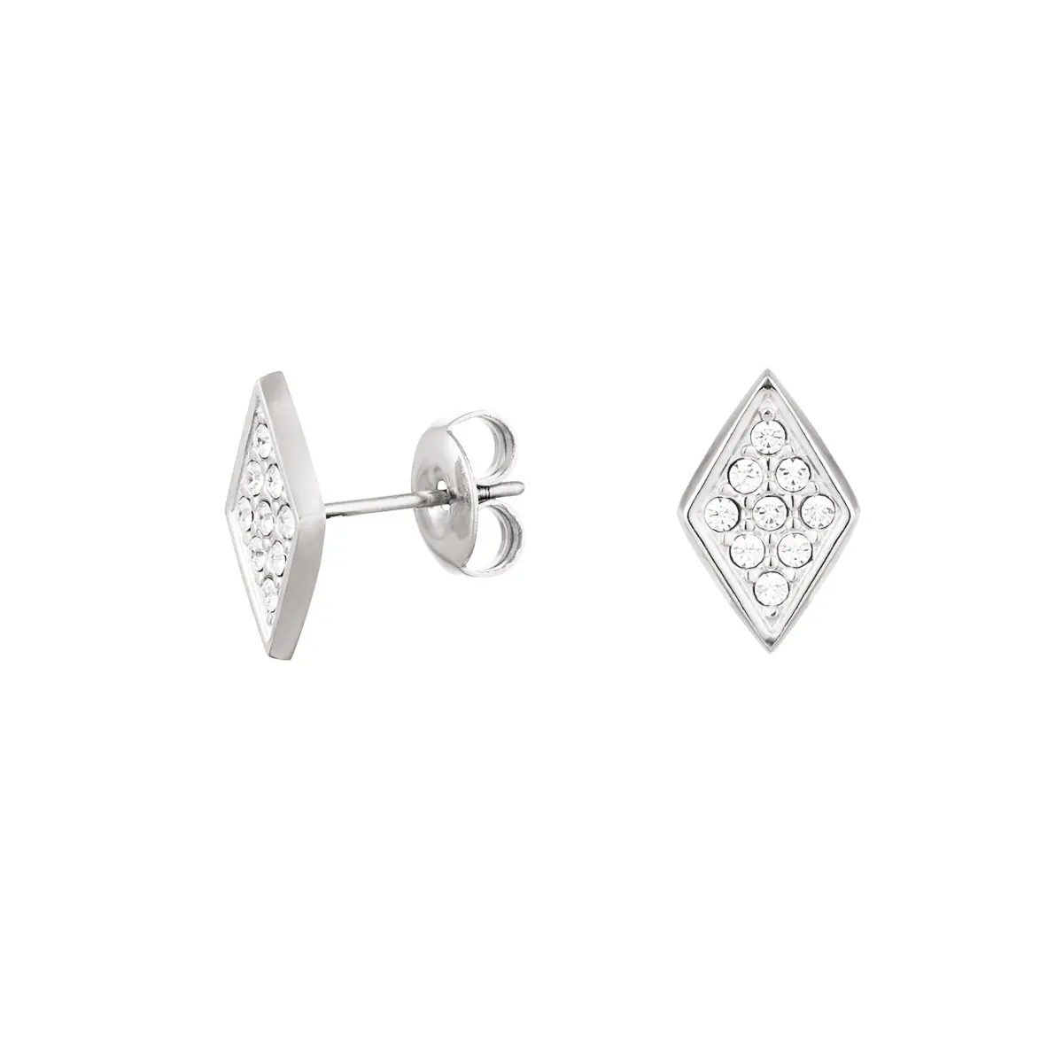 Oorbel Ruit Met Steentjes - Zilver