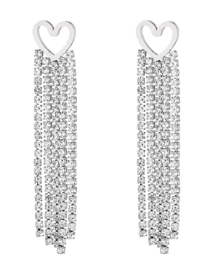 Oorbel Strass Hart - Zilver