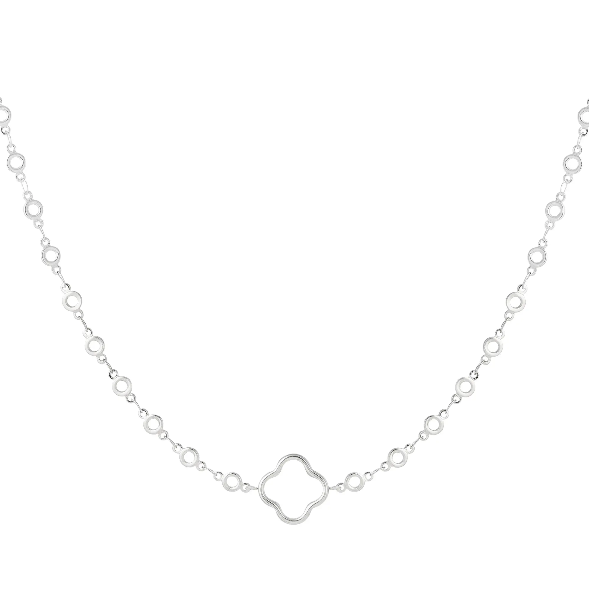 Ketting Cirkels met Klaver - Zilver