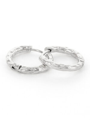 Kalli Jewelry - Oorbel Creool Gehamerd Zilver