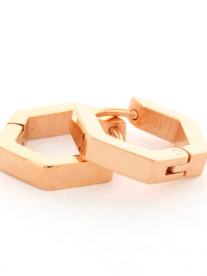 Kalli Jewelry - Oorbel Creool Hexagon Roségoud