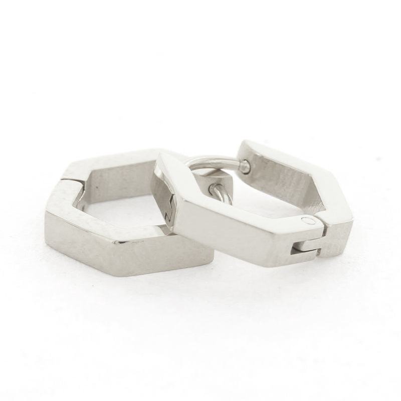 Kalli Jewelry - Oorbel Creool Hexagon Zilver