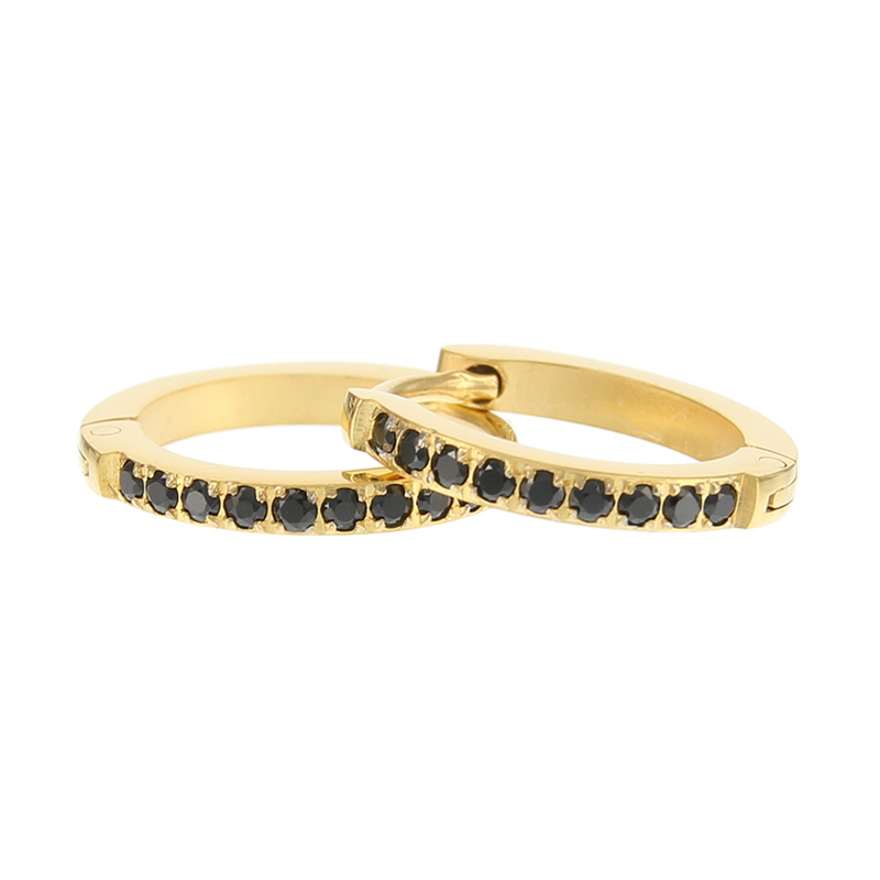 Kalli Jewelry - Oorbel Creool Zirkonia Zwart Goud