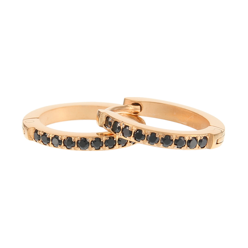 Kalli Jewelry - Oorbel Creool Zirkonia Zwart Roségoud