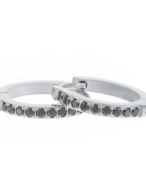 Kalli Jewelry - Oorbel Creool Zirkonia Zwart Zilver