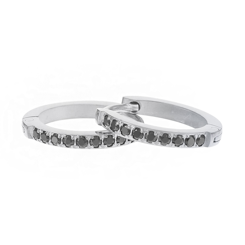 Kalli Jewelry - Oorbel Creool Zirkonia Zwart Zilver