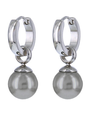 Kalli Jewelry - Oorbel Parel Grijs Zilver