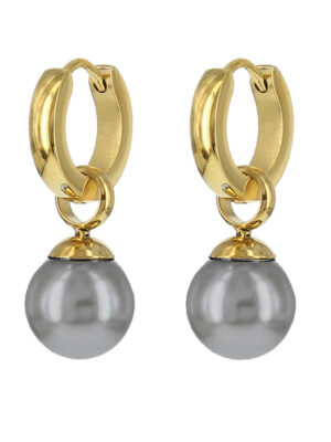 Kalli Jewelry - Oorbel Parel Grijs Goud
