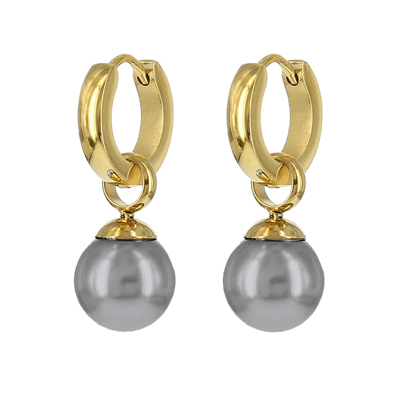Kalli Jewelry - Oorbel Parel Grijs Goud