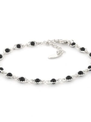 Kalli Jewelry - Schakelarmband Zwarte Parel Zilver