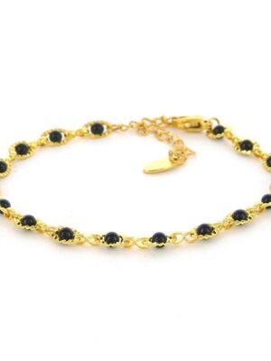 Kalli Jewelry - Schakelarmband Zwarte Parel Goud
