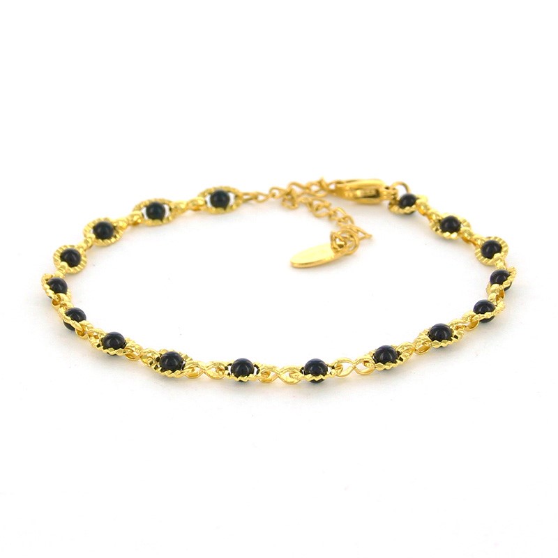 Kalli Jewelry - Schakelarmband Zwarte Parel Goud