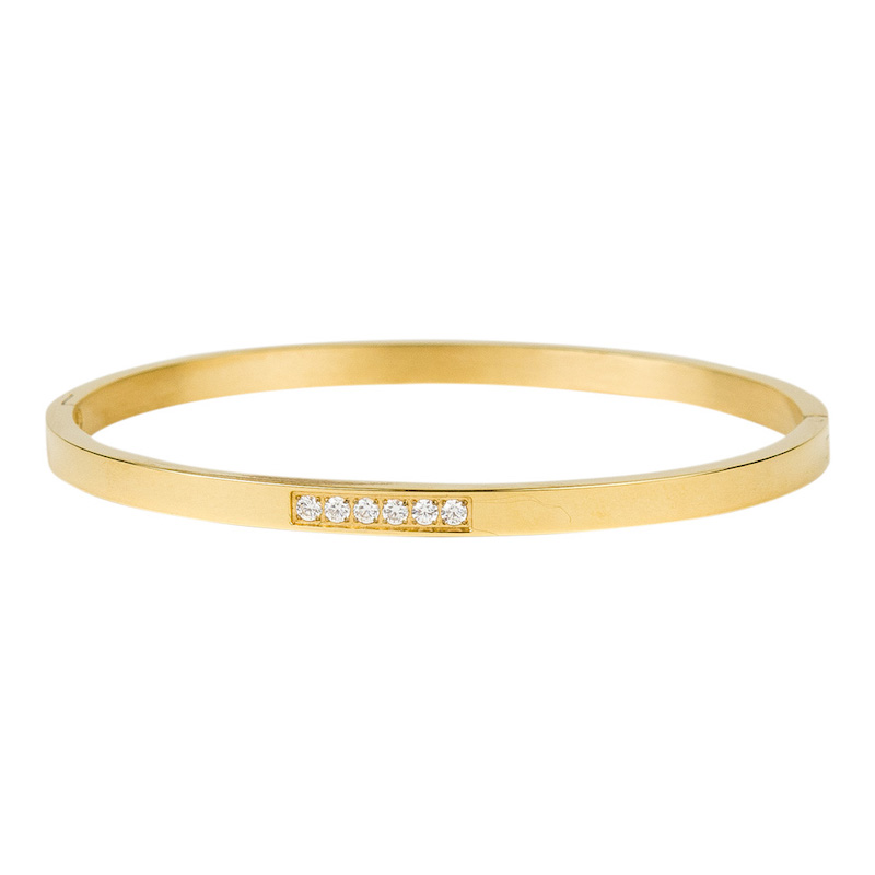 Kalli Jewelry - Slavenarmband Zirkonia Steen Plat Glans Goud