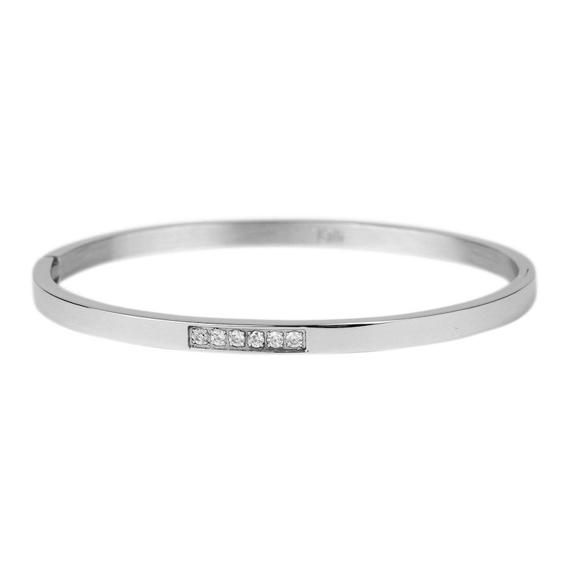 Kalli Jewelry - Slavenarmband Zirkonia Steen Plat Glans Zilver