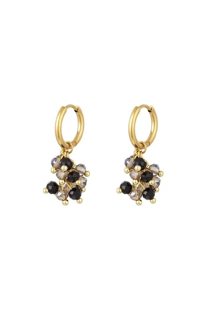 Oorbel Crystal Beads - Zwart