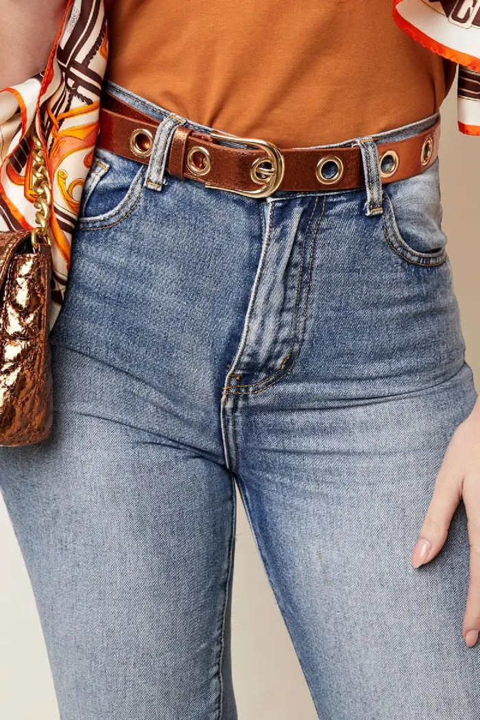 Riem - Metallic belt with gold rings - Afbeelding 2