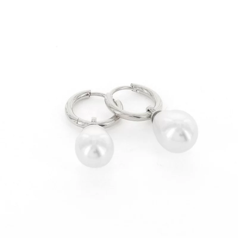 Kalli Jewelry - Oorbel Parel langwerpig Zilver