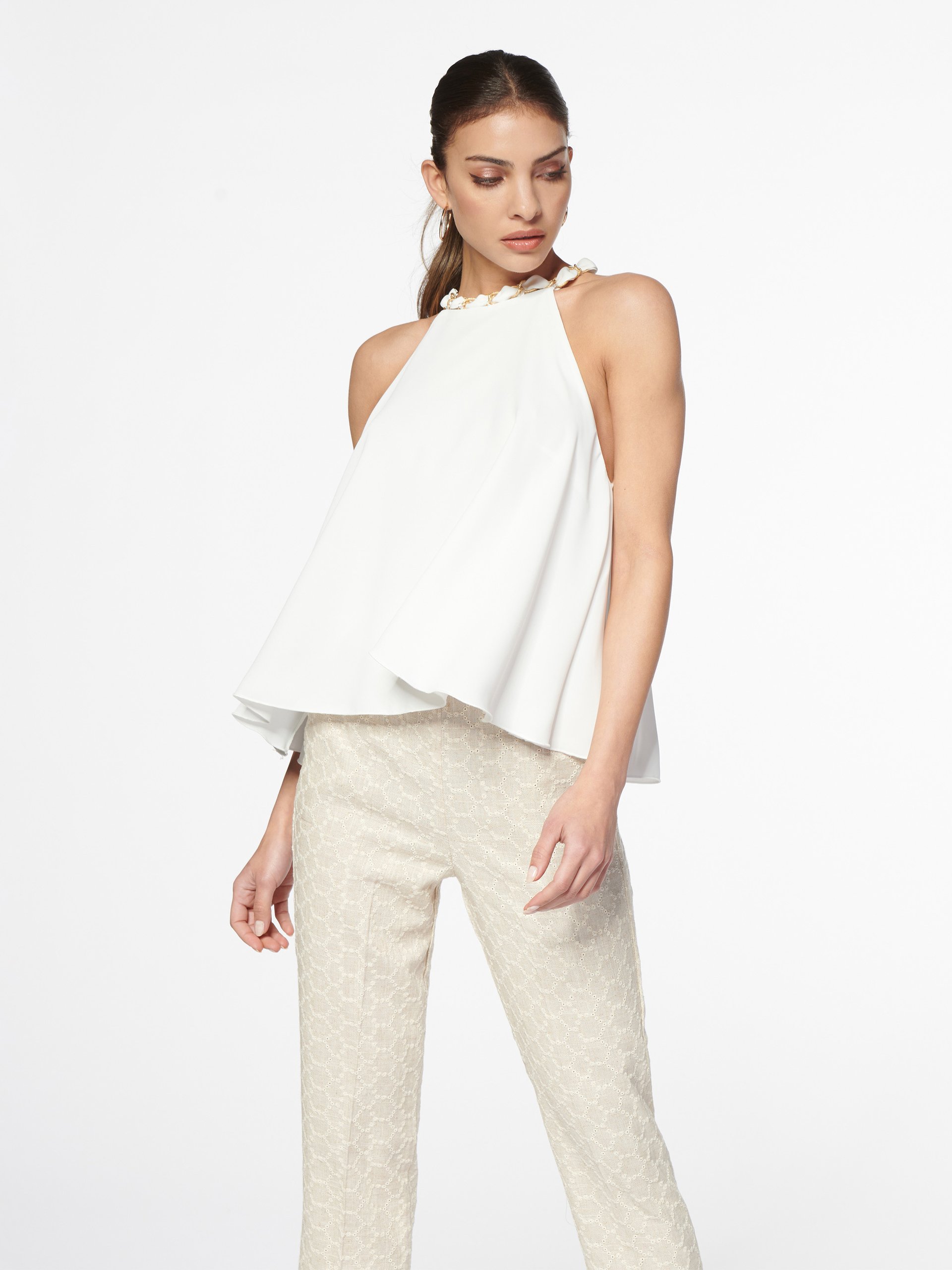 Rinascimento A-line Top with Chain – White
