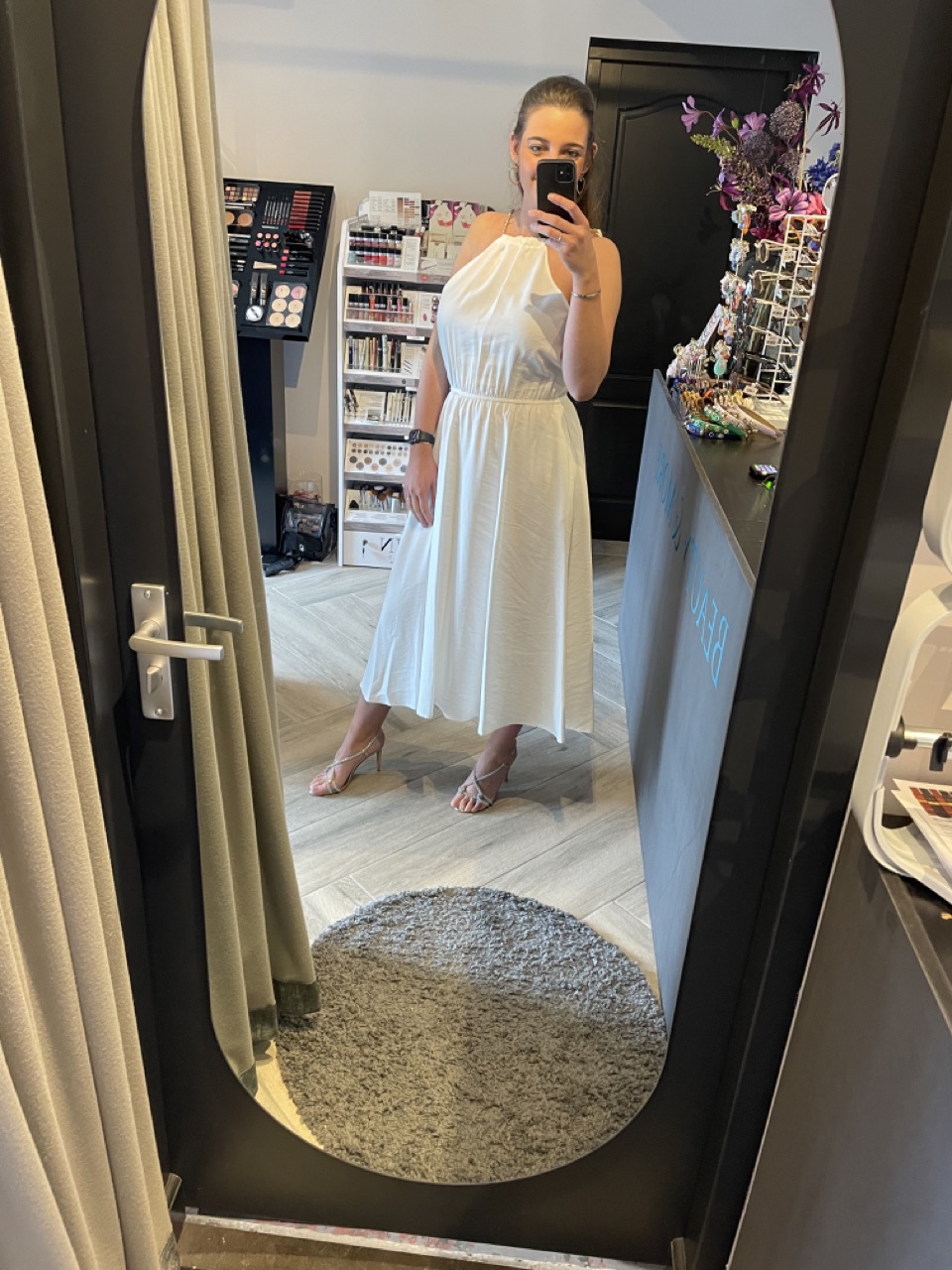 Rinascimento Full Skirt Midi American Dress - White - Afbeelding 9