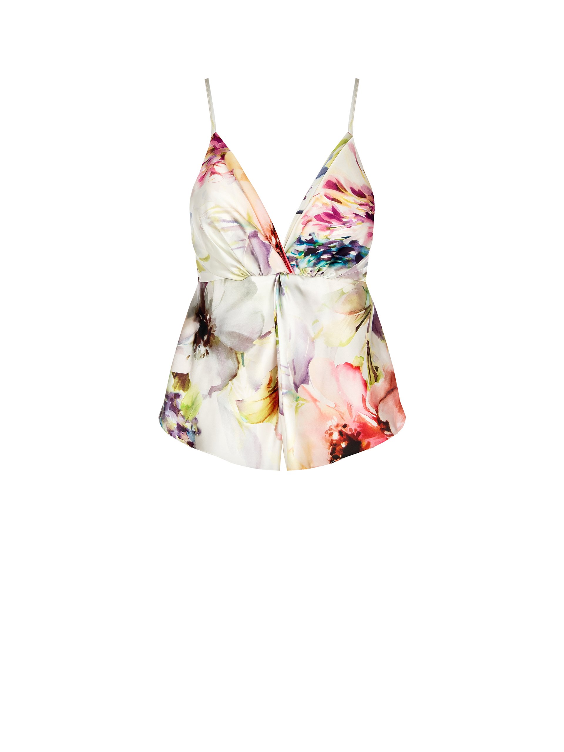 Rinascimento Satin Floral Top - Ivory