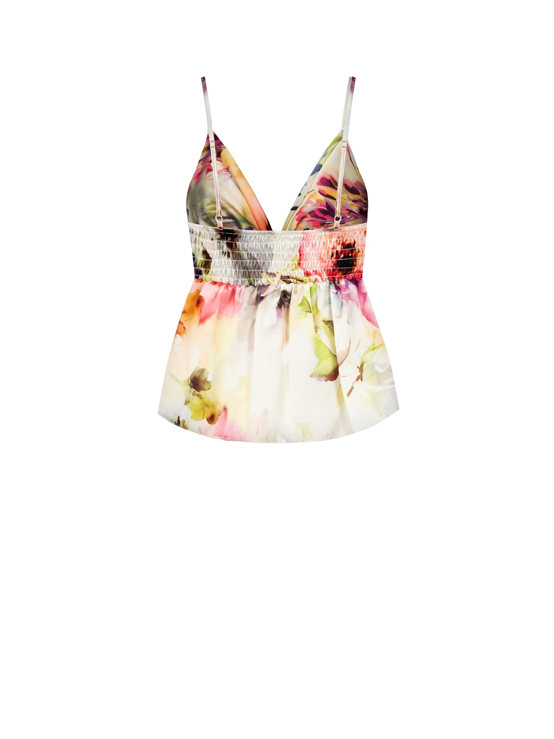 Rinascimento Satin Floral Top - Ivory