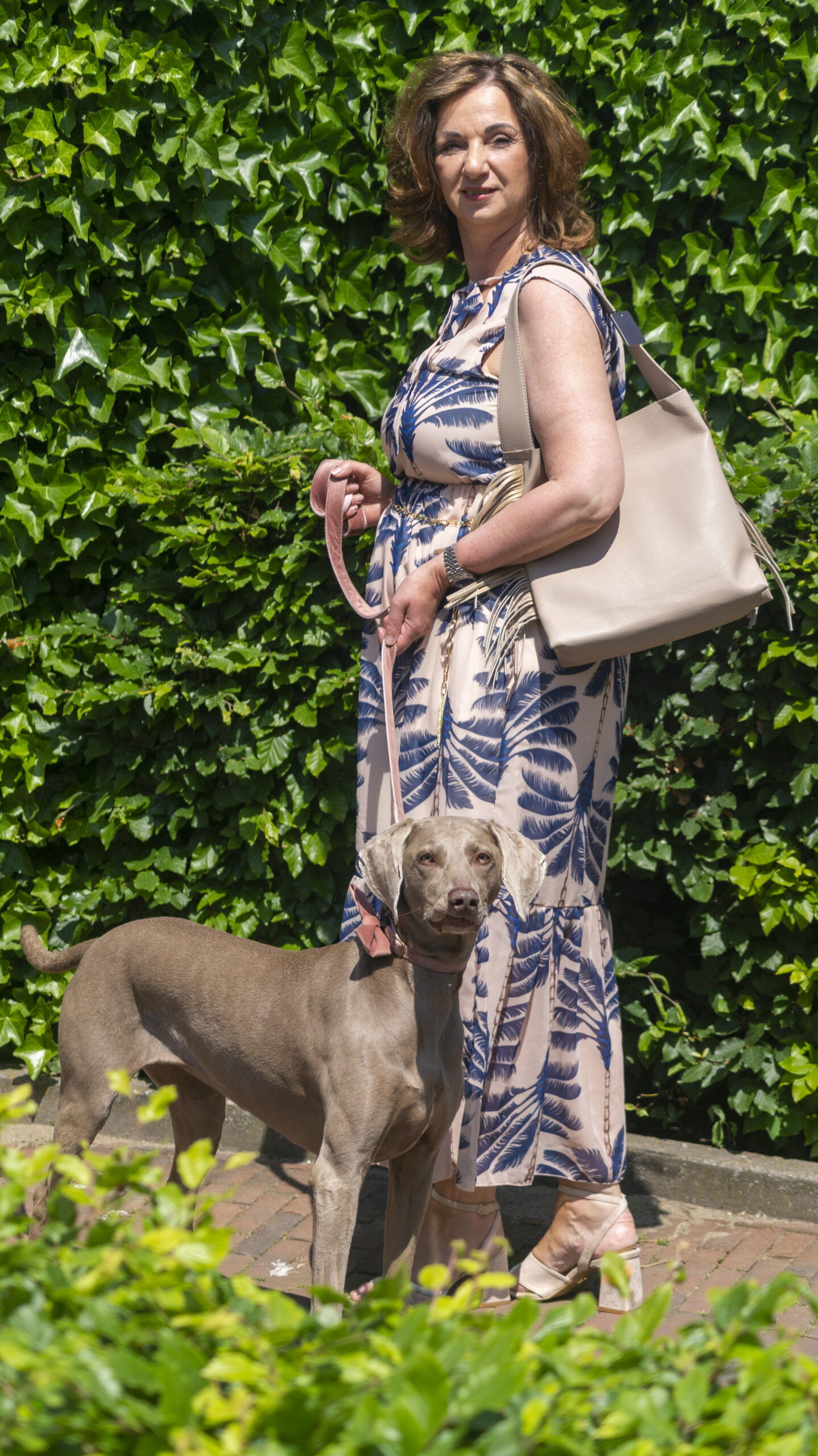 Rinascimento Palm Print Long Dress - Blue - Afbeelding 8