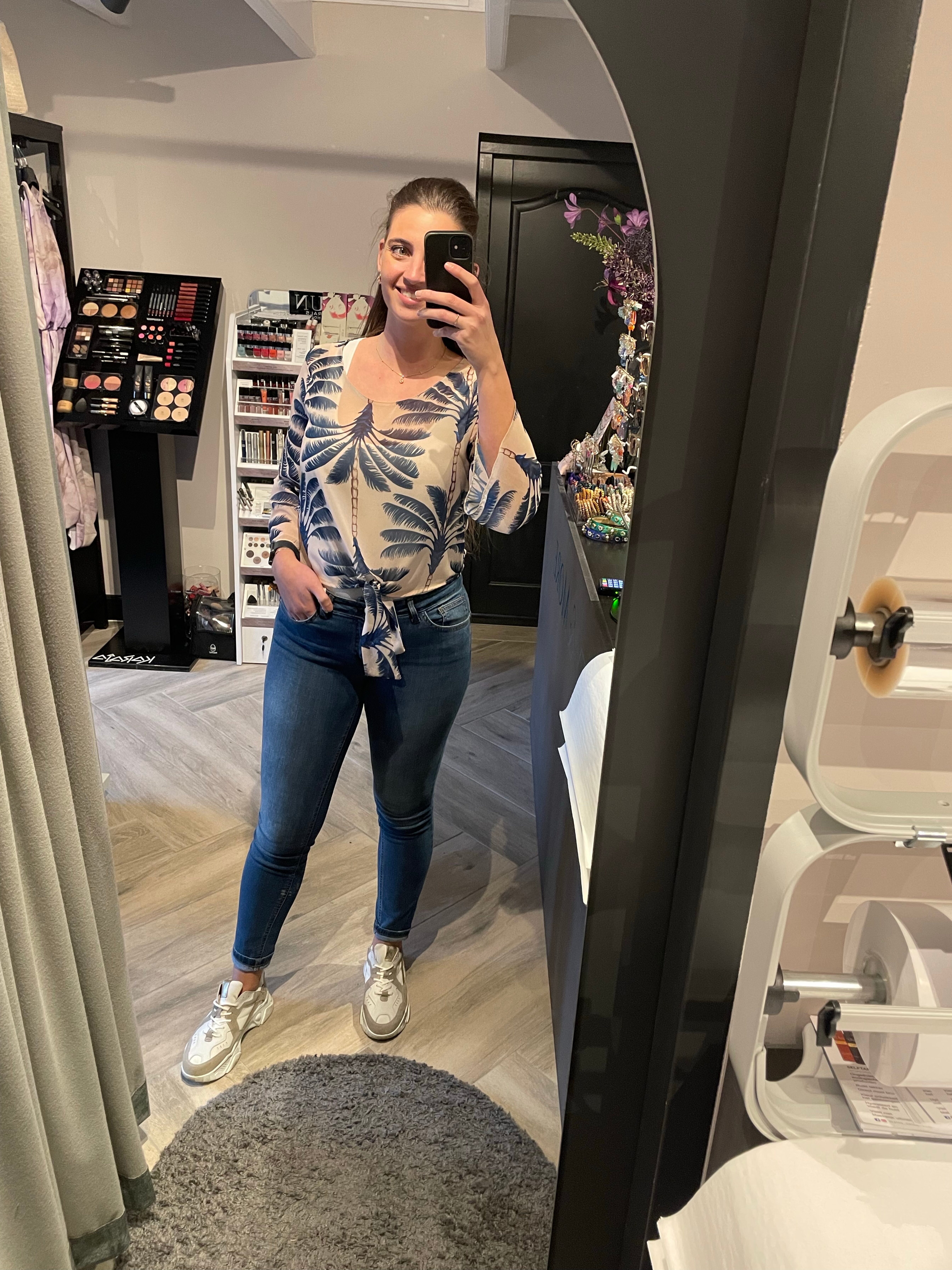Rinascimento Palm Tree Print Blouse - Blue - Afbeelding 9