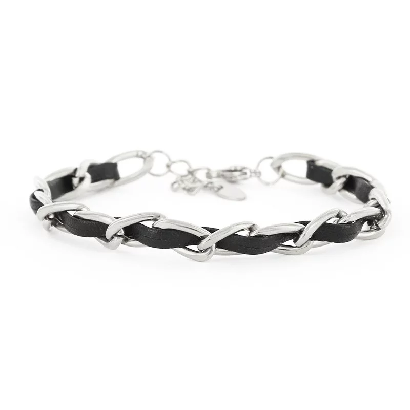 Kalli Jewelry - Schakelarmband Leer Zilver