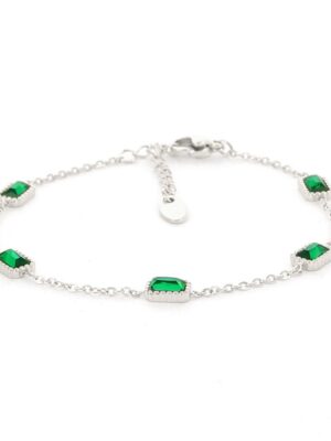 Kalli Jewelry - Schakelarmband Groene Stenen Zilver