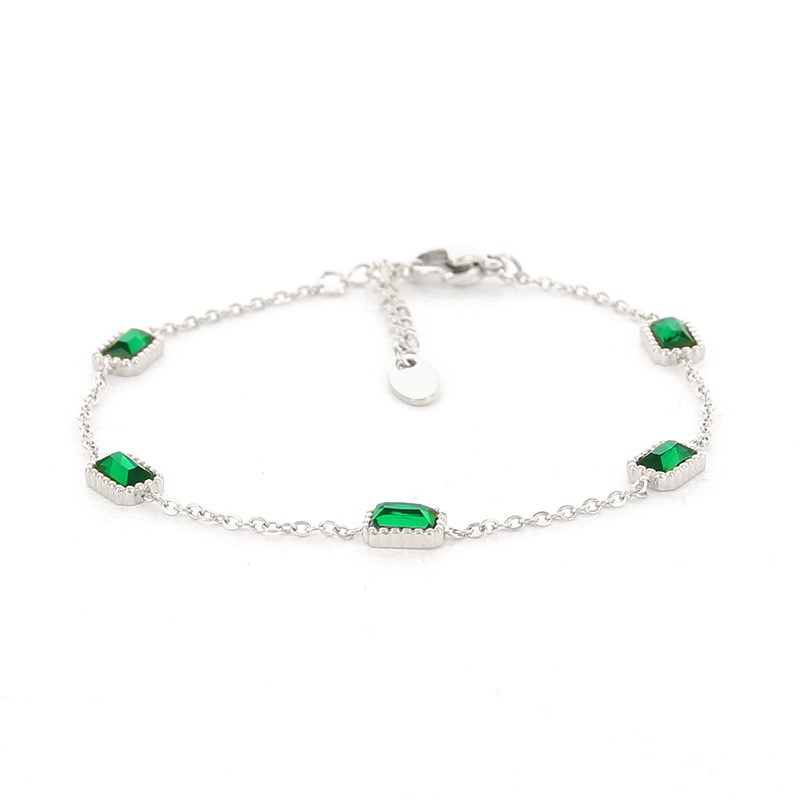 Kalli Jewelry - Schakelarmband Groene Stenen Zilver