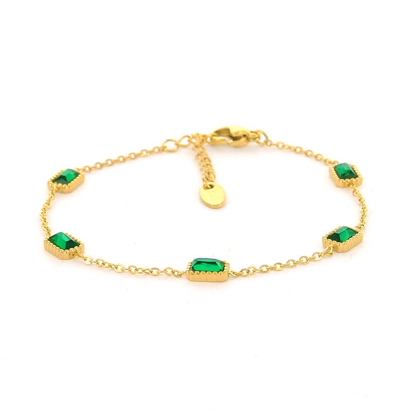 Kalli Jewelry - Schakelarmband Groene Stenen Goud