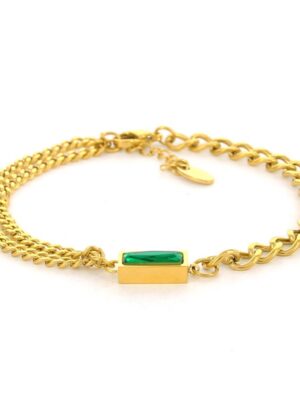 Kalli Jewelry - Armband Groene Steen Goud