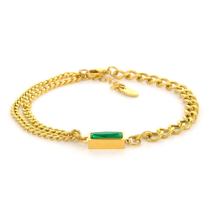 Kalli Jewelry - Armband Groene Steen Goud
