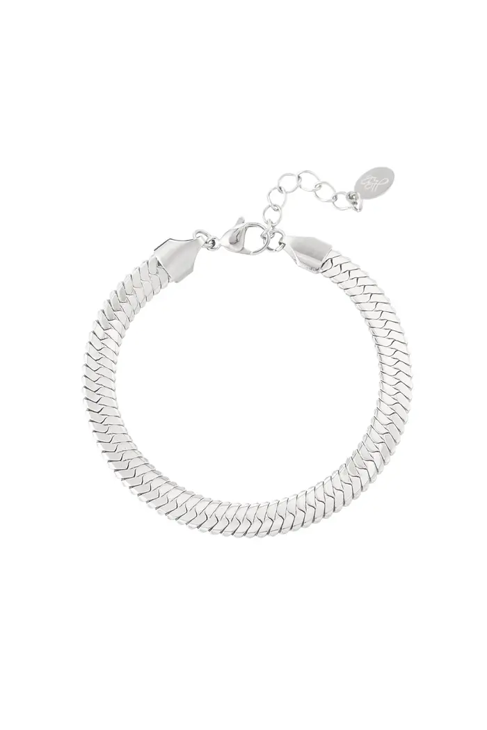 Armband Flat Braided - Zilver