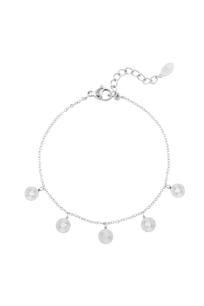 Armband Heart Coins - Zilver