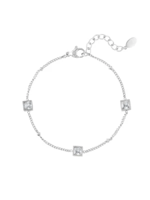 Armband Square Stones - Zilver