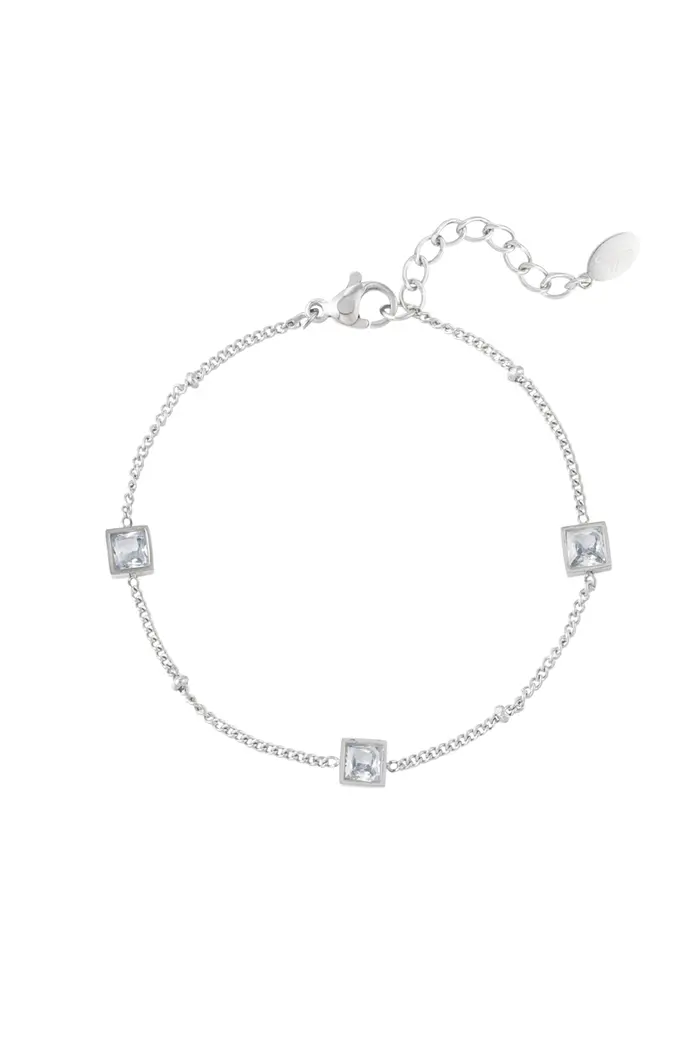 Armband Square Stones - Zilver