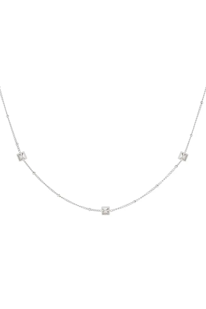 Ketting Square Stones - Zilver