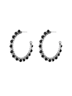 Oorbel Beaded Hoops - Zwart