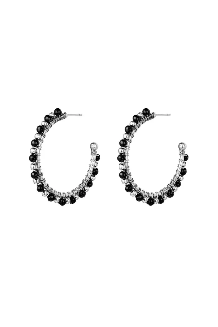 Oorbel Beaded Hoops - Zwart