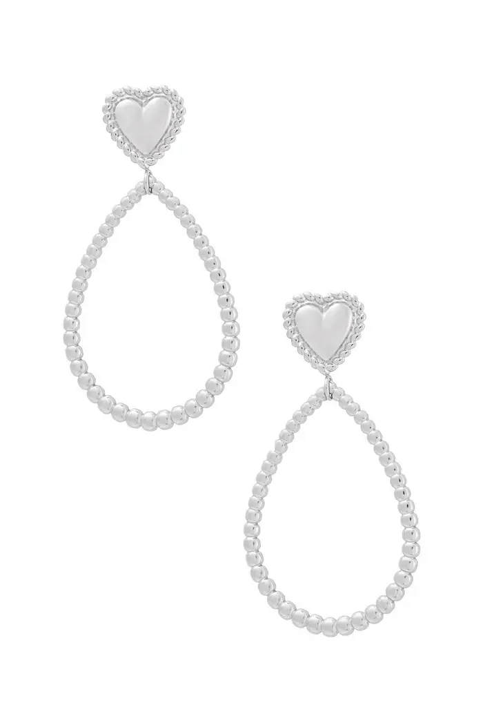 Oorbel Druppel met Hart - Zilver