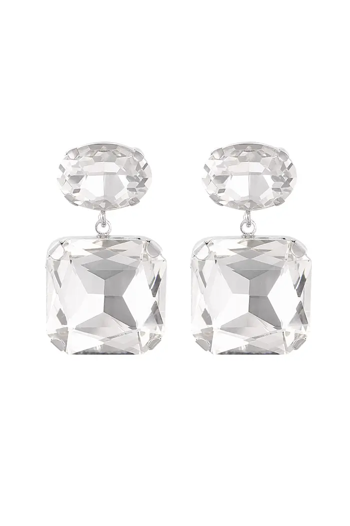 Oorbel Glass Beads - Zilver