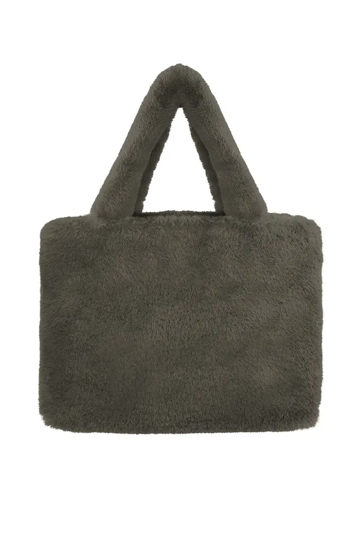 Yehwang Faux Fur City Bag Large- Grijs