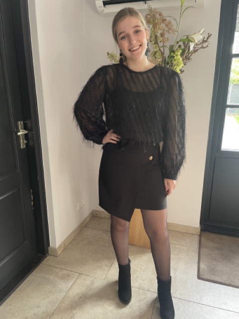 Ydence Top Poppy - Zwart
